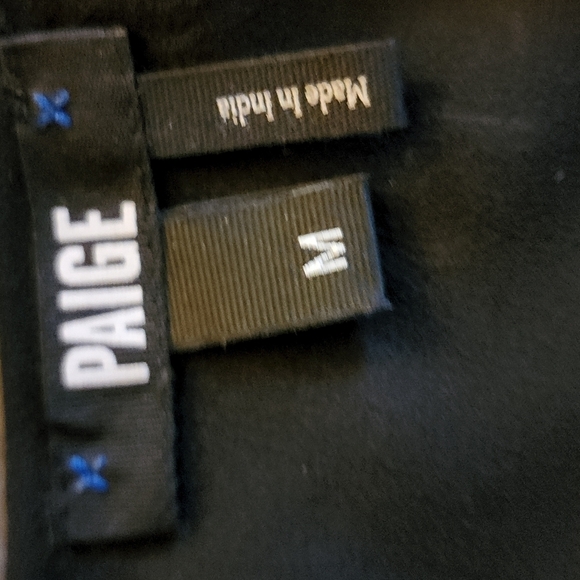 PAIGE Silk Sheer Embroidered Tank Top Black Geometric Overlay Top Large - Picture 6 of 6